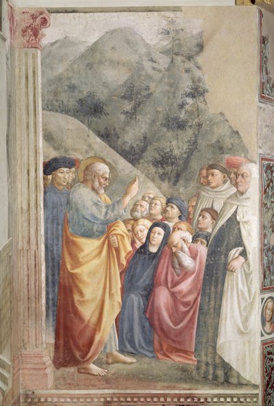 St. Peter predigt in Jerusalem, ca. 1427 von Tommaso Masolino da Panicale